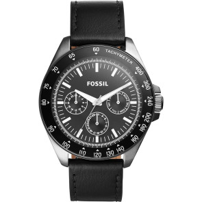 Watch strap Fossil BQ2293 Leather Black 22mm